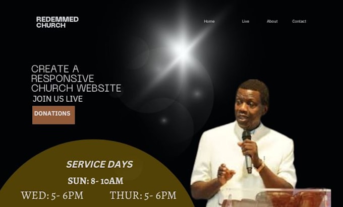 design live streaming church webpage, donation sermon