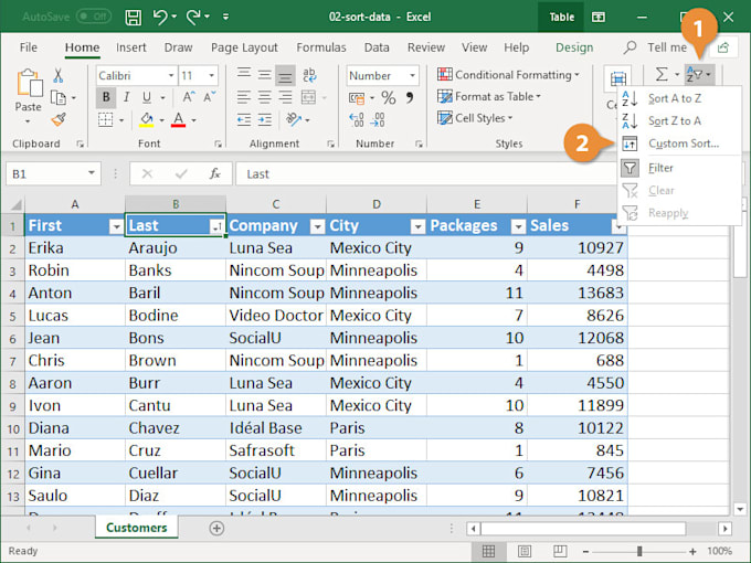 Sorting Excel Data