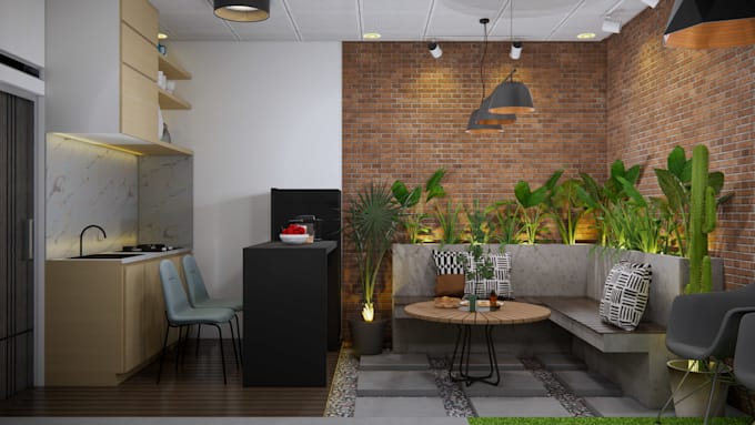render 3d interior housing, office, apartment