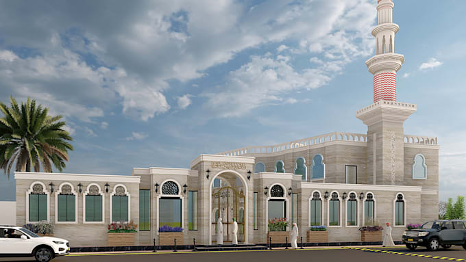 design mosque 3d interior, exterior, plainning