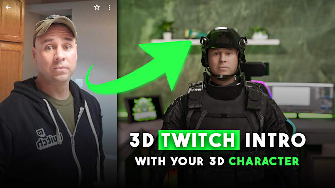 make 3d twitch animation intro with your 3d character