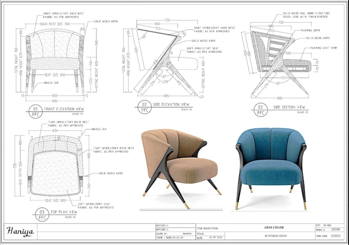 design your furniture technical drawing and 3d render