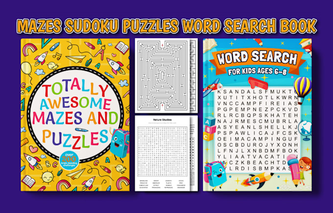 design mazes sudoku puzzles word search book cover with interior