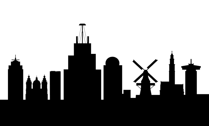 make silhouette city skyline