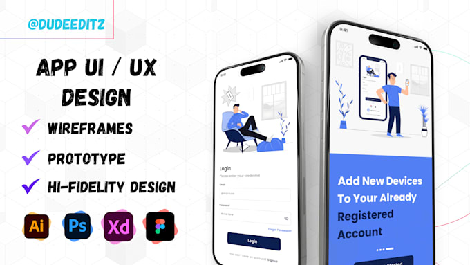 do mobile app UI UX designing in figma with prototypes and components