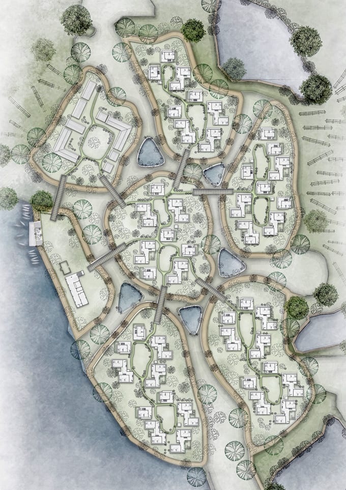design architectural masterplan photoshop render