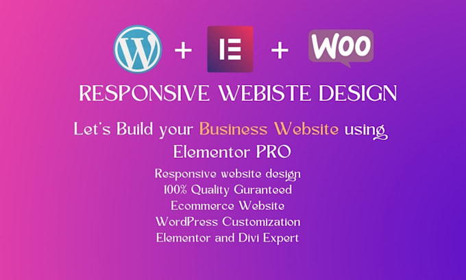 design responsive wordpress elementor  woocommerce website with elementor
