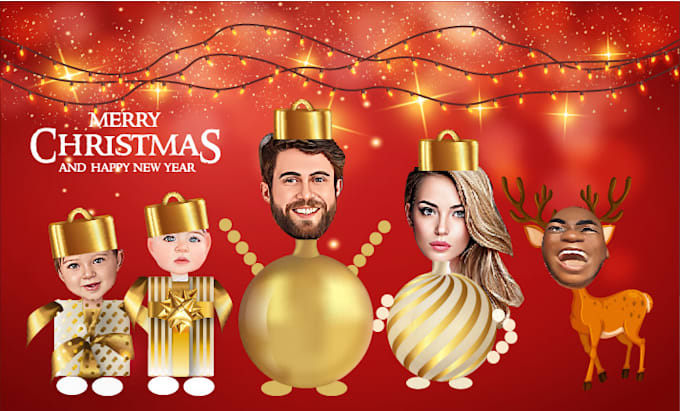 create christmas cards portrait illustration invitation caricatures