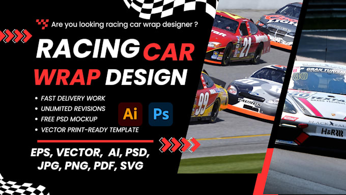 do racing car ,sport car ,gaming car ,livery car,  custom car wrap design