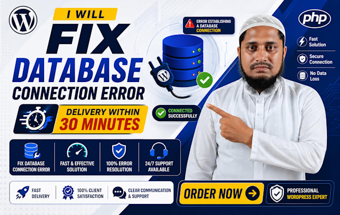 fix databases connection error of wordpress in 30 minutes