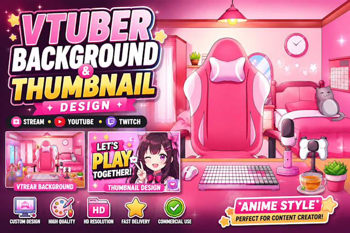 create vtuber background and anime social media thumbnail