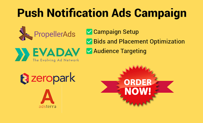 setup propellerads, evadav, zeropark, push notification ads