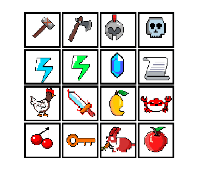 create pixel art 2d game assets, props and icons