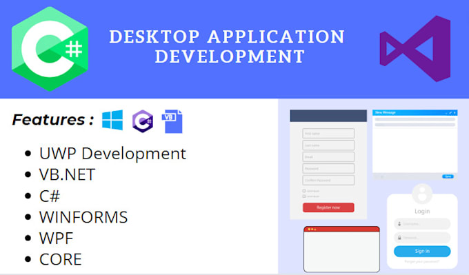 Do windows applications with uwp, winforms, wpf, and csharp with modern