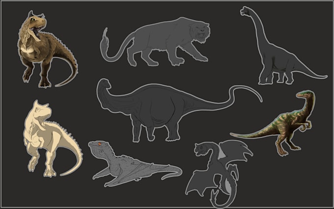 draw realistic dinosaurs, creatures, and concept art for you