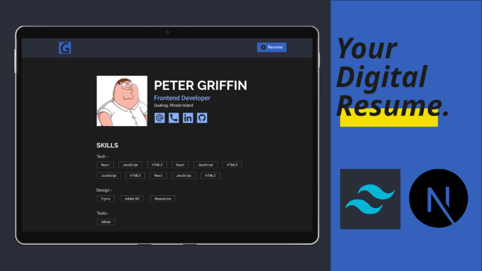 Design and develop a digital resume website with tailwindcss by ...