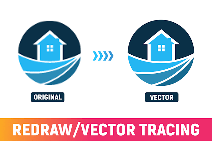 do vector tracing, fix, redraw logo and raster to vector