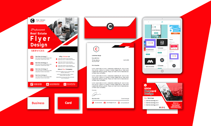 design letterhead, digital flyer, eddm postcard, brand identity, branding kit,