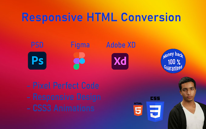 Convert psd, figma, adobe xd to a responsive html website by Jibriljaff ...