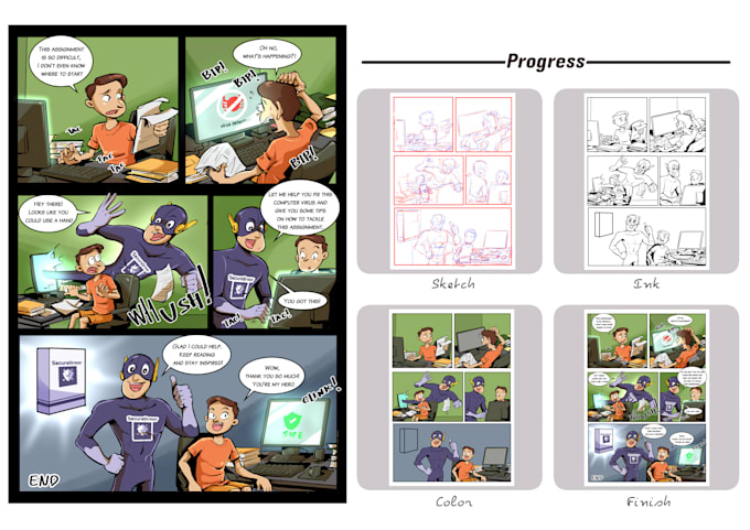 draw comic book in any style based on your script