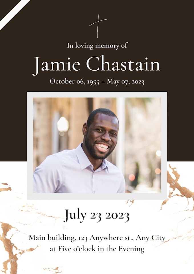 Do event, funeral flyer, obituary and memorial within 2 hrs by