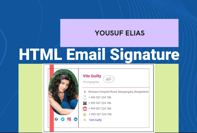 Create clickable email signature using html and css by Yousuf_elyeas ...