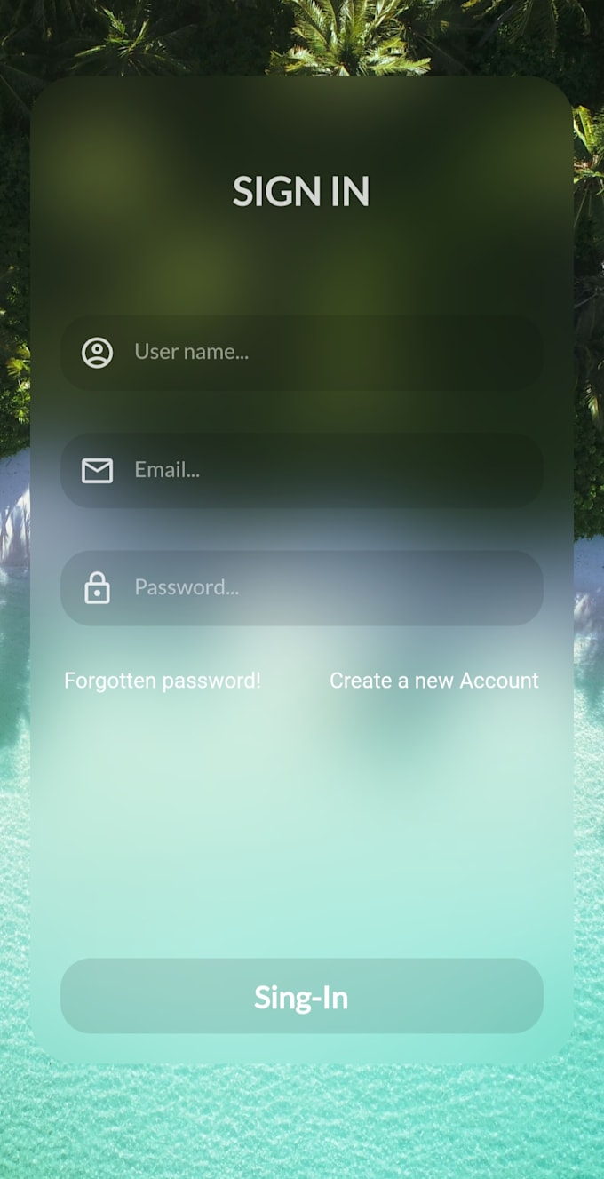 design login pages written in flutter framework