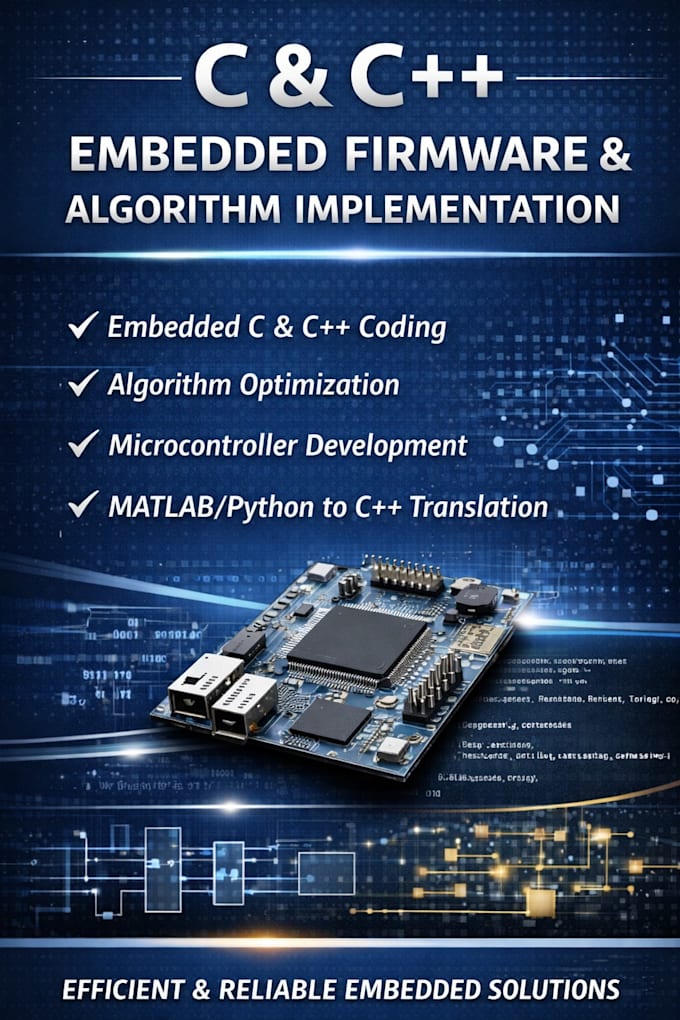 provide embedded firmware and algorithm implementation with c and cpp
