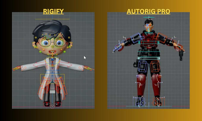 do rigging of your 3d character in blender for game or animation