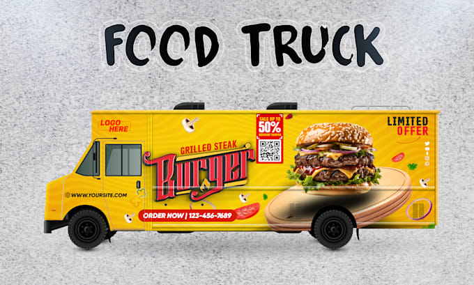 design professional box truck trailer food truck pickup truck van wrap design