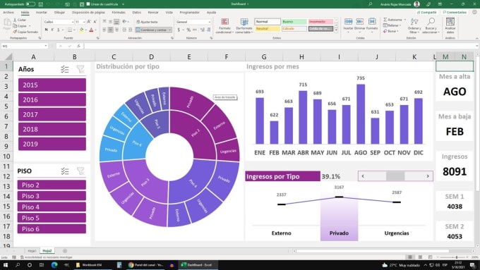 Do an excel interactive dashboard by Zavalaarana | Fiverr