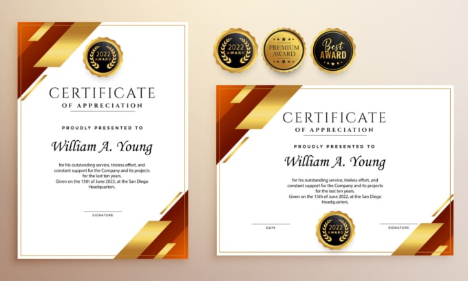Design an awesome professional certificate for you by Rezaulstudio Fiverr