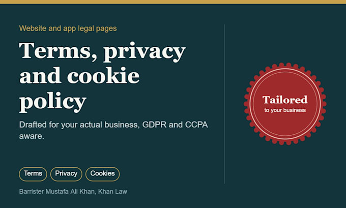 write terms and conditions, privacy policy and cookie policy