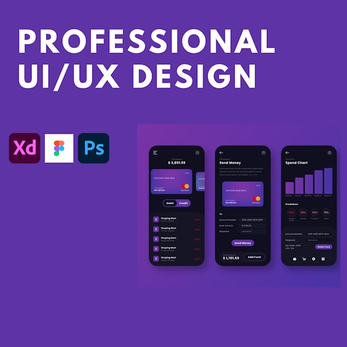 Do creative ux ui mobile app design using figma and adobe xd by ...