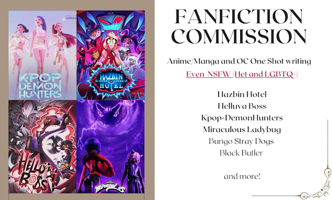 write a fanfiction or original oneshot on commission