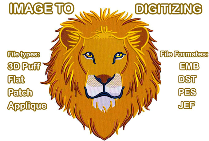 do professional logo embroidery digitizing with 3d puff in dst pes emb