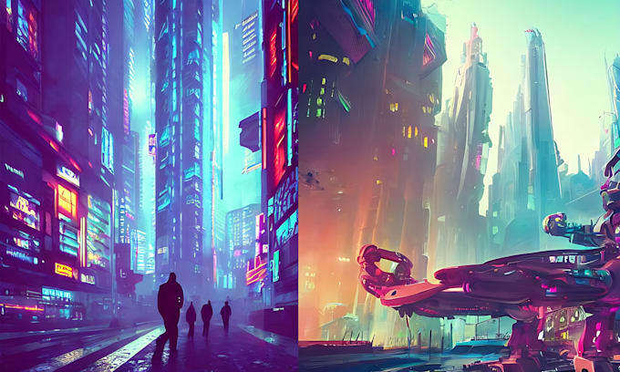 Create an illustration of a futuristic cyberpunk city by Kiramagicart ...
