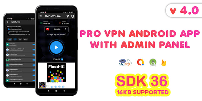 build VPN android app with admin panel