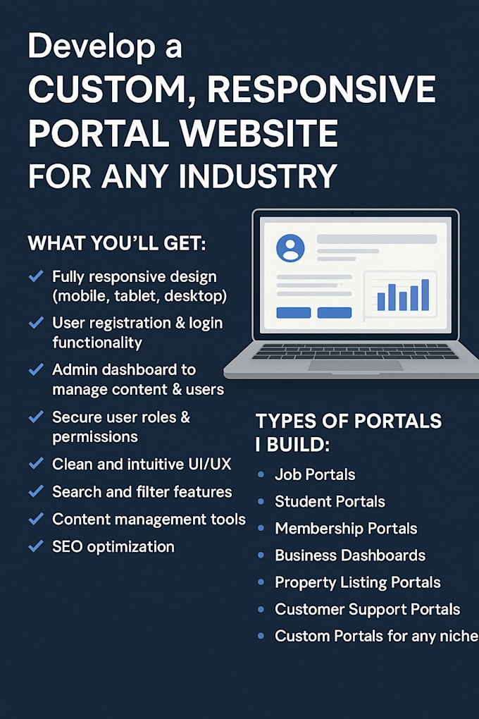 develop a professional, responsive  portal website