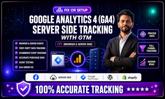 setup google analytics 4, ga4 ecommerce server side tracking via GTM