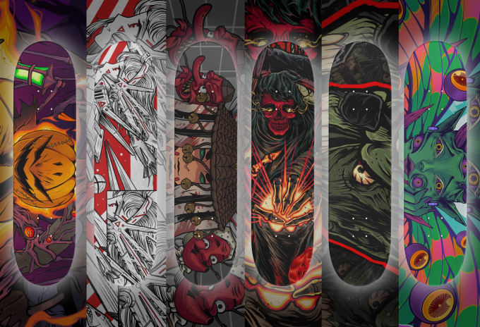 make  illustration for skateboard deck or electric deck