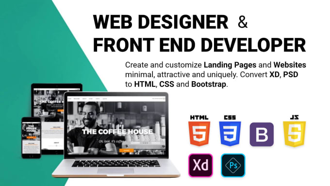 Be your front end web developer using html css bootstrap by ...