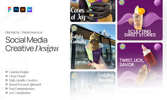 design bakery, restaurant and cafe social media posts