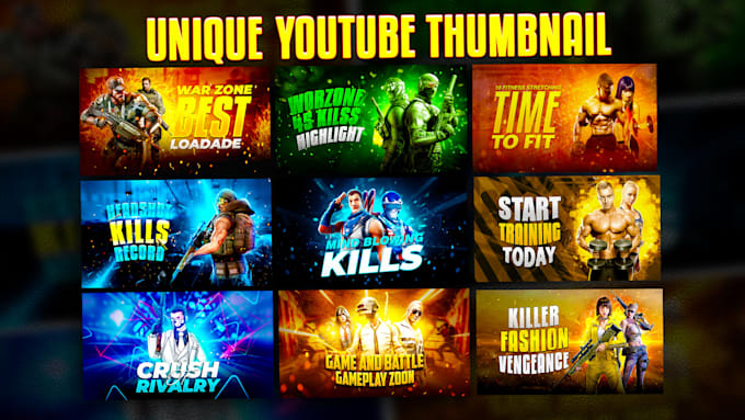Design attractive unique viral gaming clickbait youtube thumbnail in 2 ...
