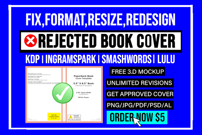 fix format or resize book cover for amazon kdp and ingram spark