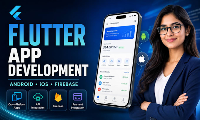 develop a flutter mobile app for android and ios