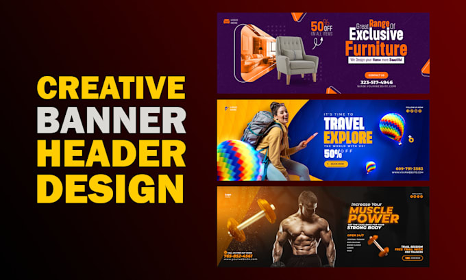 do creative website banners or header design