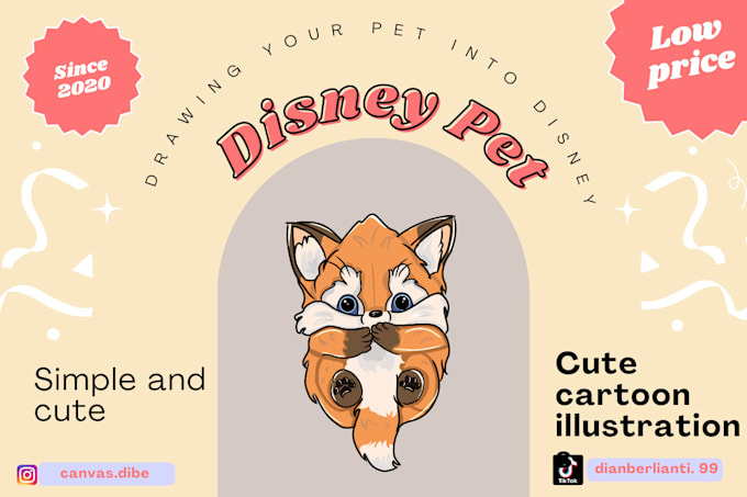 Draw your pet into simple and cute cartoon ilustration by Dianberlianti