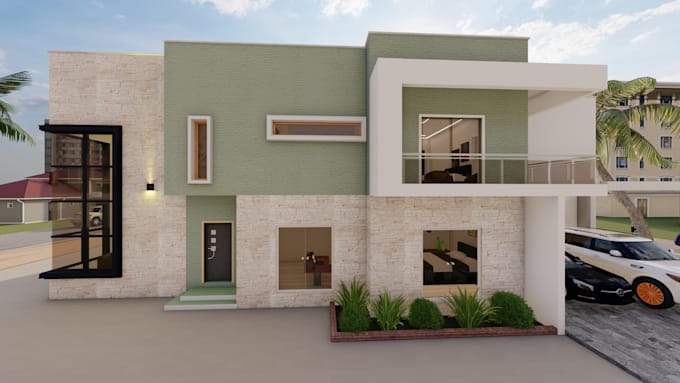 create a modern architectural 3d rendering
