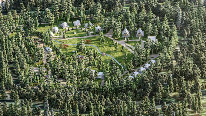 do 3d model, exterior rendering, landscape and animation